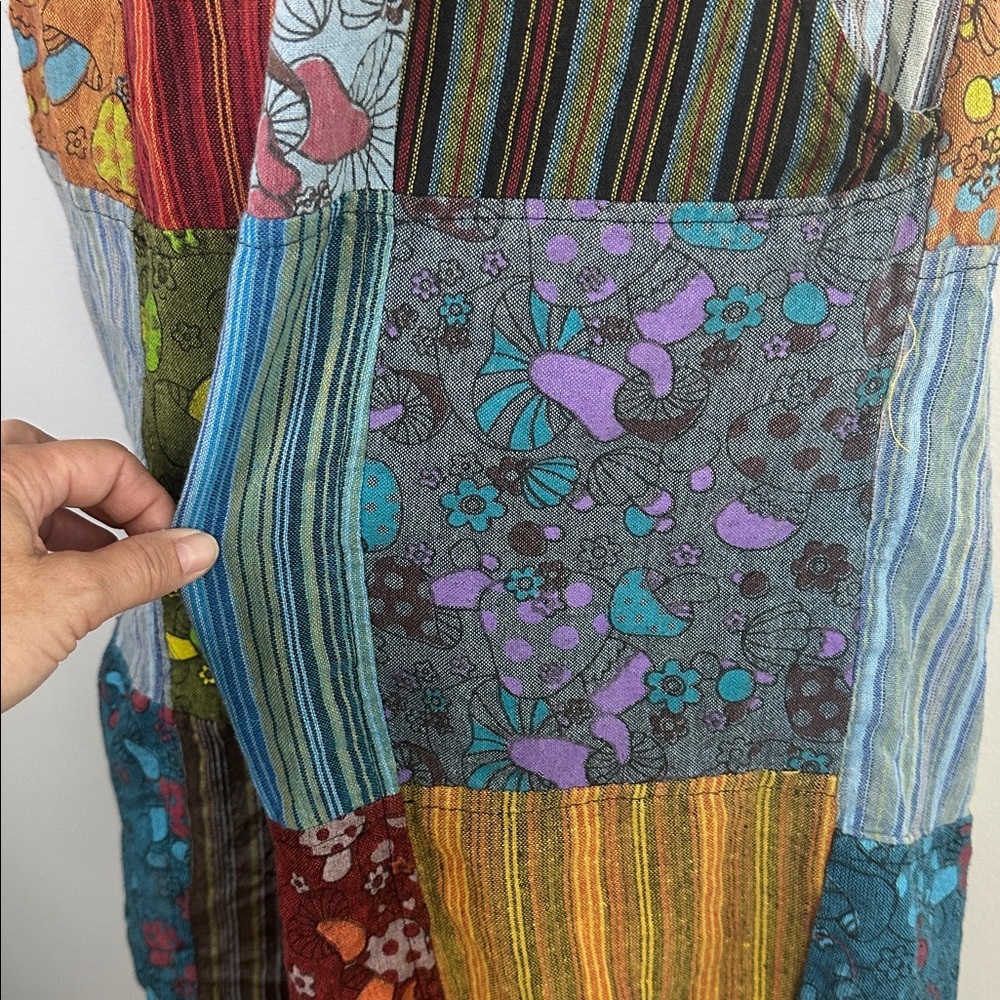 NEW Kathmandu Imports Patchwork Jumpsuit Romper Multicolor Cotton Nepal Made OS - Picture 6 of 16